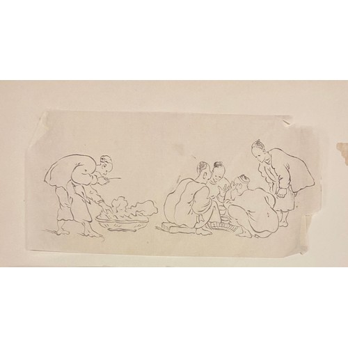 119 - Circle of George Chinnery (1774-1852)Twelve drawings of Chinese subjectsPen and ink on rice / tracin... 