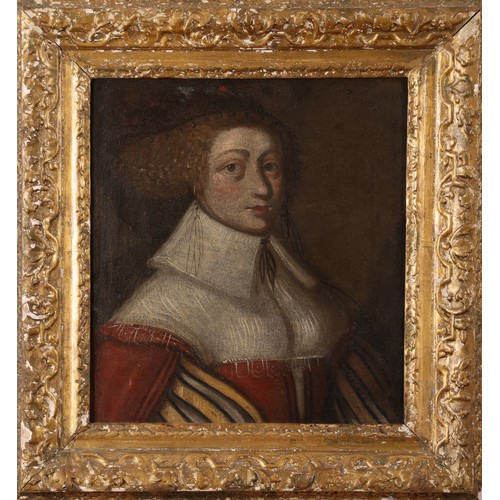 120 - Circle of George Jameson (1586-1644)Portrait of a Slightly Androgynous Figure Oil on canvasIn a carv... 