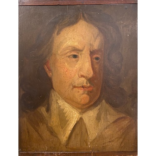 125 - English School17th CenturyPortrait of Oliver CromwellOil on panel, unframedInscribed 'Sidney Sussex'... 