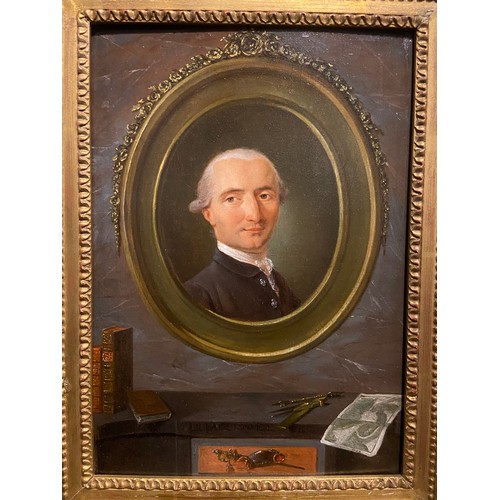 127 - Jean-Martial Fredou De la Bretonniere (1710 - 1795)Portrait of Charles Vallet des Barres (?) within ... 