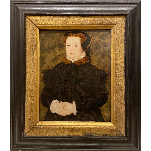 129 - German School16th CenturyPortrait of a LadyOil on panelInscribed, verso: H. Holbein pinxProperty of ... 