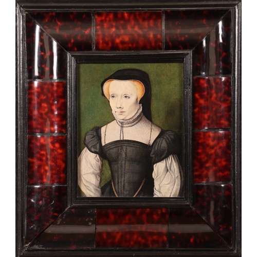 131 - Flemish Schoolc.1550Portrait of an Auburn Haired Lady in Mourning DressOil on bevelled panelOn rever... 