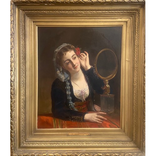 138 - Henri-Guillaume Schlesinger (1814-1893)A Young Ottoman Woman At Her VanityOil on CanvasSchlesinger w... 