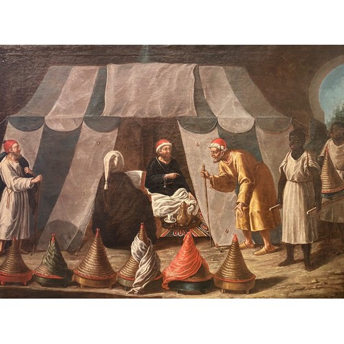 147 - Venetian School, c. 1620Ottoman Honey MerchantOil on unlined canvasDimensions: 77 (H) x 103 cm. (L) ... 