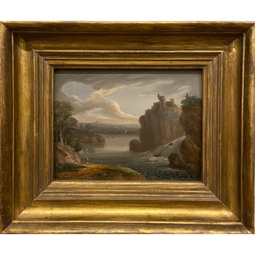 153 - To be sold without reserve.T. W. (1807)'Morning, Castle Cary'Oil on panelInscribed verso: 'T. W. 180... 