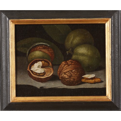 154 - German School17th CenturyOil on Canvas[a]: A Still Life of Walnuts on a Ledge[b]: A Still Life of Co... 