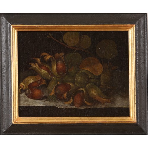 154 - German School17th CenturyOil on Canvas[a]: A Still Life of Walnuts on a Ledge[b]: A Still Life of Co... 