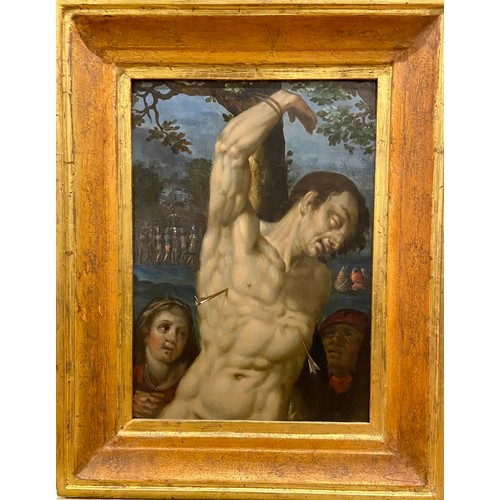 157 - Michiel Coxie the Elder (1499-1592)Saint Sebastian's MartyrdomOil on panelProperty of a GentlemanDim... 