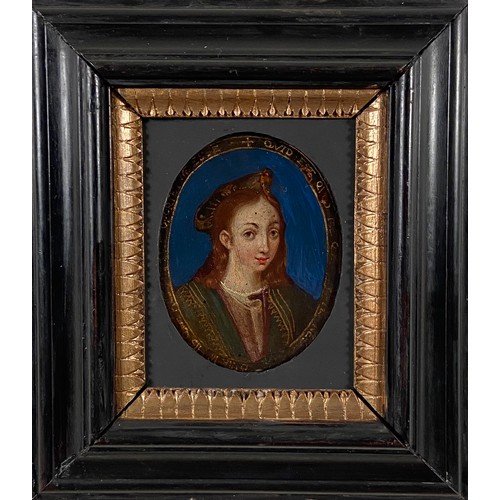 158 - Italian School17th CenturyTwo female religious (?) portraits. One possibly of MaryOn copper with blu... 