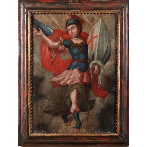 162 - To be sold without reserve17th CenturyAn angel bearing the standard of St. GeorgeOil on panelPropert... 