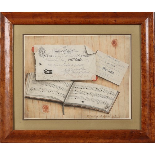 163 - English School19th Century A Trompe L'Oeil of Pound NotesWatercolour on PaperSigned and dated '1815'... 