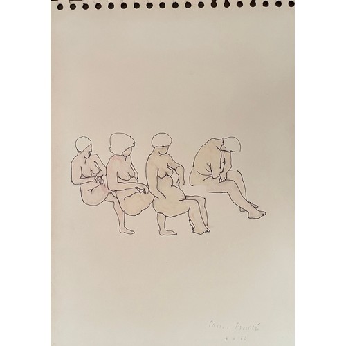 175 - Patrick Procktor (1936-2003)Four Bathers (1966)Signed bottom rightFelt tip pen and pencil on paperDi... 