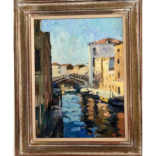 195 - Marcel Gatteaux (b. 1962)Venetian Scene Oil on CanvasProperty of a LadyDimensions:(Framed) 31 (H) x ... 