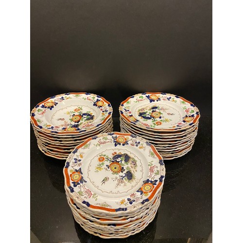 207 - Hicks, Meigh, and Johnson57 piece set ironstone ChinaPattern 160'Hicks Rock and Bird'c. 1830The blue... 