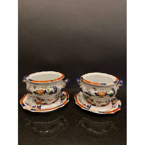 207 - Hicks, Meigh, and Johnson57 piece set ironstone ChinaPattern 160'Hicks Rock and Bird'c. 1830The blue... 