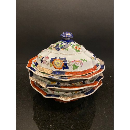 207 - Hicks, Meigh, and Johnson57 piece set ironstone ChinaPattern 160'Hicks Rock and Bird'c. 1830The blue... 