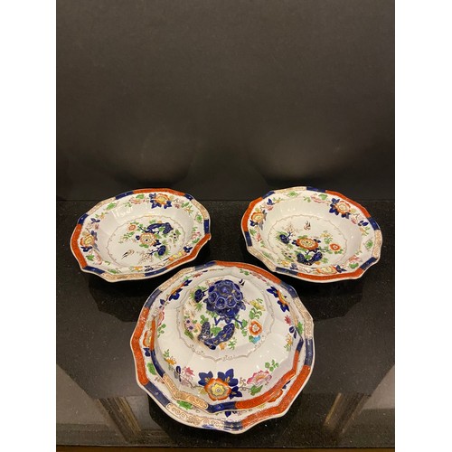 207 - Hicks, Meigh, and Johnson57 piece set ironstone ChinaPattern 160'Hicks Rock and Bird'c. 1830The blue... 