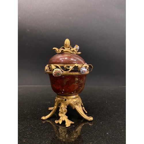 208 - Attributed to Marchand MercierFrench, 18th centuryA fine ormolu and scarlet lacquer potpourri bowl a... 