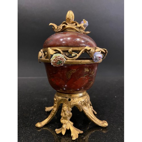 208 - Attributed to Marchand MercierFrench, 18th centuryA fine ormolu and scarlet lacquer potpourri bowl a... 