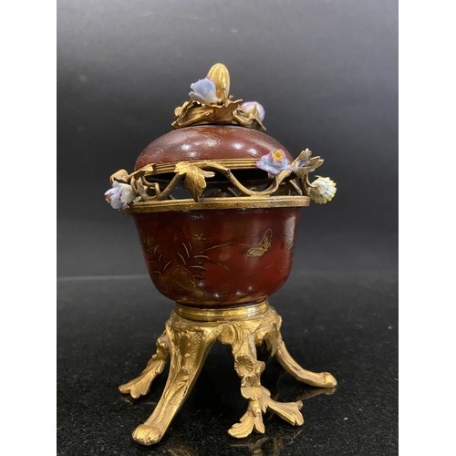 208 - Attributed to Marchand MercierFrench, 18th centuryA fine ormolu and scarlet lacquer potpourri bowl a... 