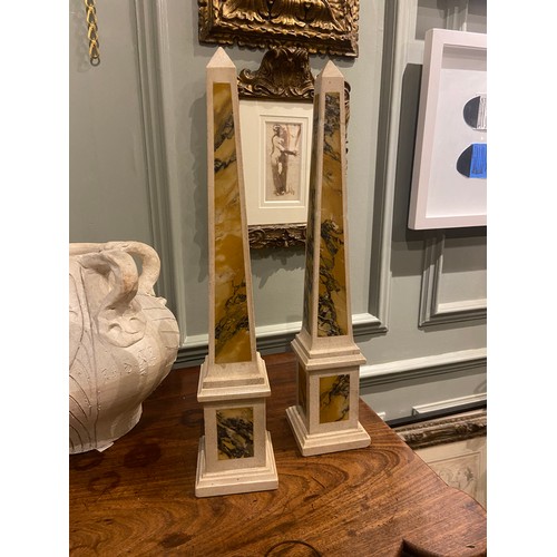 223 - To be sold without a reserveA Pair of Hard-stone and Coloured Marble Obelisks (19th Century) (?). On... 