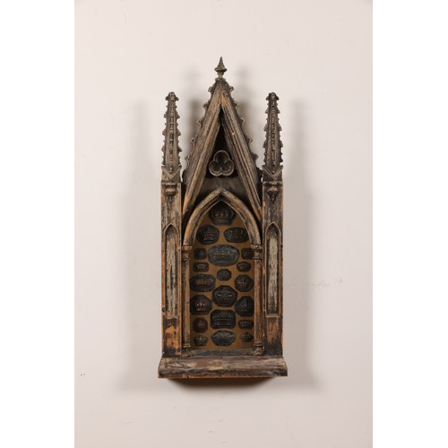 232 - To be sold without a reserve19th/20th Century (?)A pair of Gothic-style carved frames containing cor... 