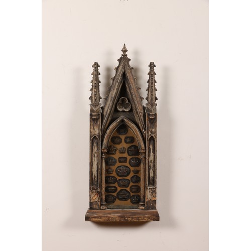 232 - To be sold without a reserve19th/20th Century (?)A pair of Gothic-style carved frames containing cor... 