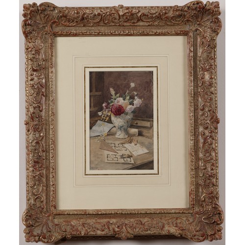 234 - To be sold without a reserveFernand Paillet (1850 - 1918)Still life of flowers and architectural pla... 