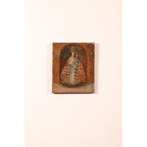 224 - To be sold without reserve.Spanish Colonial School18th CenturyA Madonna and ChildOil on canvasProper... 