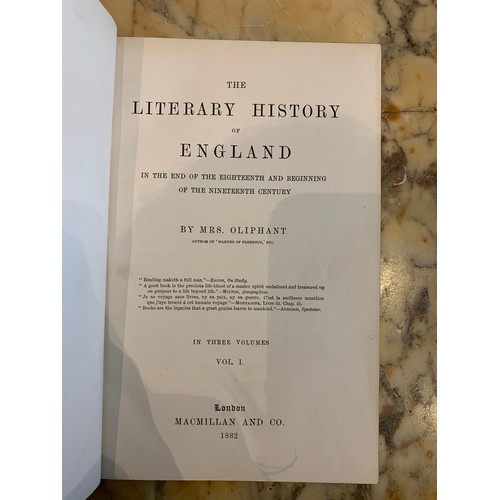 220 - To be sold without reserve3 volumesFirst editionMrs. OliphantLiterary History of England in the End ... 