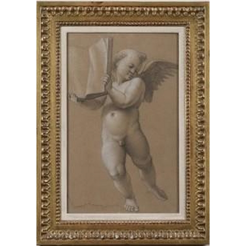 111 - Property of Stephanie Hoppen19th CenturyA pair of drawings of putti White chalk and pencil on paperI... 