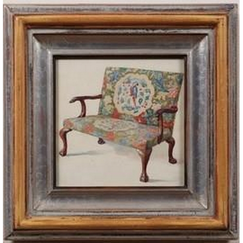 134 - Property of Stephanie Hoppen19th/20th CenturyFour watercolours of 18th century furniture:[a] Ornatel... 