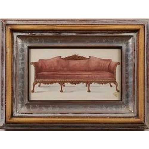 134 - Property of Stephanie Hoppen19th/20th CenturyFour watercolours of 18th century furniture:[a] Ornatel... 