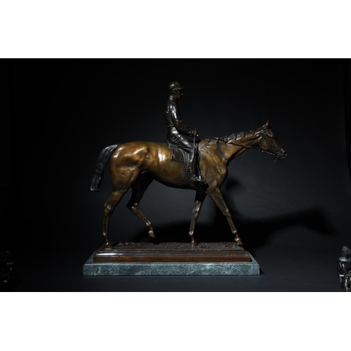 145 - To be sold without reserveProperty of Sir Christopher OndaatjeVery large bronze horse and jockeySign... 