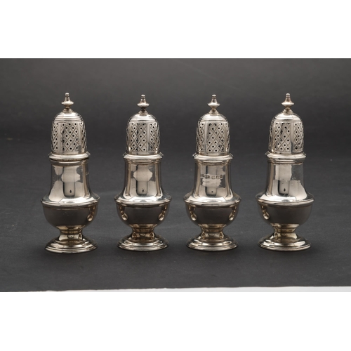 178 - Property of a ladyS&SN1899A set of four plain silver castersEach with pierced dome covers with w... 