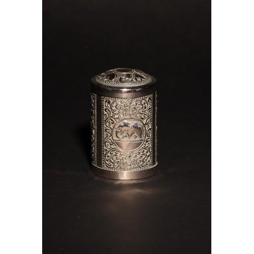 181 - Property of a Distinguished Gentleman of TitleAn antique South Asian cylindrical silver casket and d... 