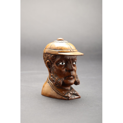 196 - 19th CenturyFred Archer ink wellIn carved wood with metal inkwell hidden under his capDimensions:11.... 