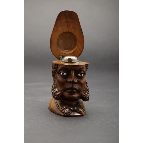 196 - 19th CenturyFred Archer ink wellIn carved wood with metal inkwell hidden under his capDimensions:11.... 