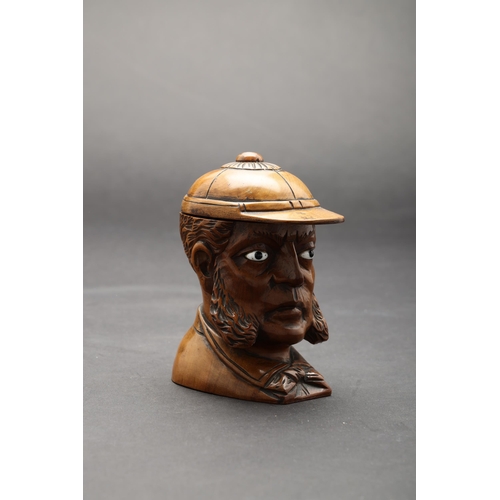 196 - 19th CenturyFred Archer ink wellIn carved wood with metal inkwell hidden under his capDimensions:11.... 