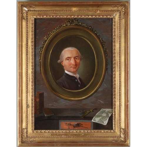 31 - Jean-Martial Fredou De la Bretonniere (1710 - 1795)Portrait of Charles Vallet des Barres (?) within ... 