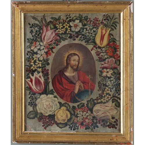 43 - Circle of Jan Brueghel the Younger (1601-1678)Christ Surrounded by FlowersOil on CopperDimensions:(F... 