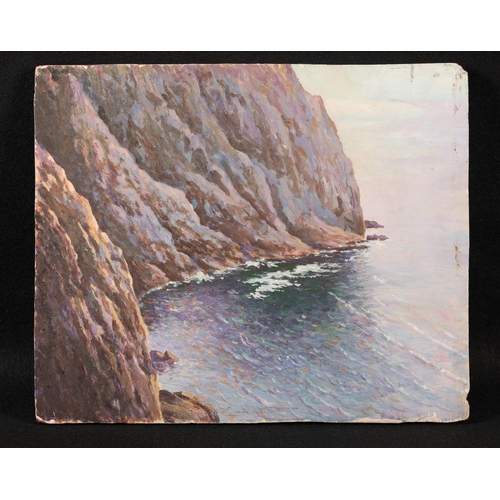 48 - Circle of Dame Laura Knight (1877-1970SeascapeOil on panelWindsor and Newton prepared panel label ve... 