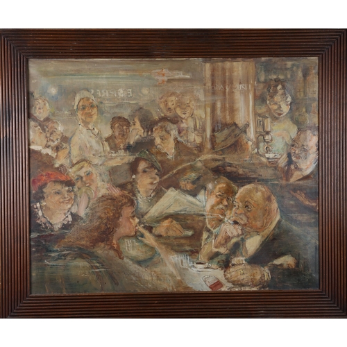 78 - Property of a ladyCircle of James Ensor (1860-1949)A smokey coffee shop  (c. 1910-1920)With inscript... 