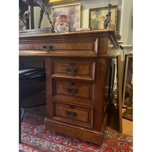 3A - Property of Sir Christopher OndaatjeLarge oak partners deskCirca 1880Dimensions:  69 in. (L) x 31 in... 