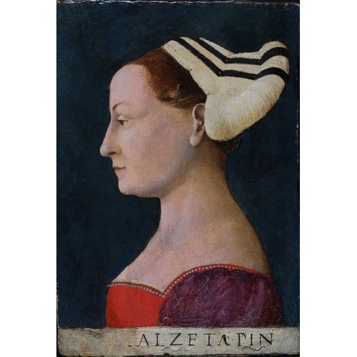 128 - 15th century, ItalianCircle of Antonio del Pollaiuolo (1429-1498)Portrait of an Italian NoblewomanOi... 