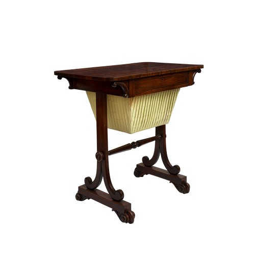 13 - Property of a ladyA Regency rosewood sewing tableWith a single drawer over a silk work-basket.Dimens... 