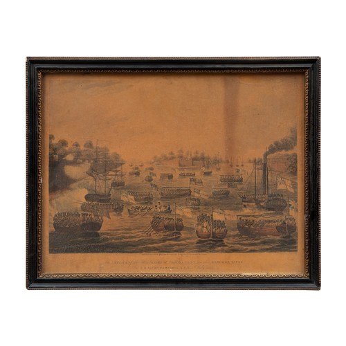 132 - To be sold without reserve19th CenturyThree engravings

A moonlight bay with ships. Hand-coloured aq... 