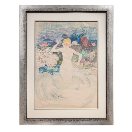 124 - Property of the late Marcello ViolanteFilipp Andreevich Malyavin (1869 - 1940)'Woman Bathing'Pencil ... 