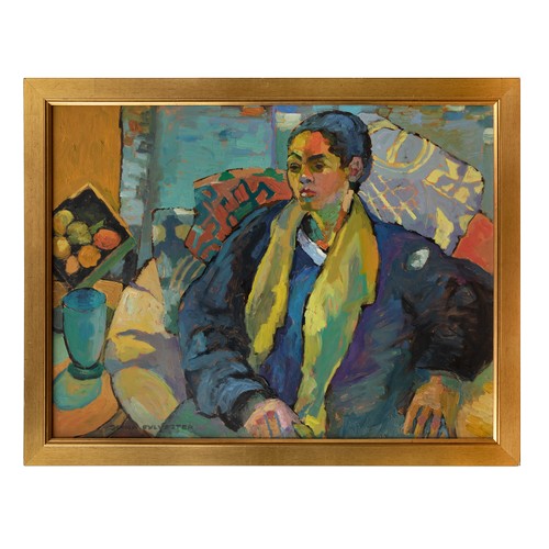 155 - Property of a GentlemanDiana Sylvester (1924 - 2009)'Yellow Scarf'Oil on boardSigned (lower left)Pro... 