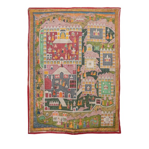 199 - A Jain wall-hangingc. 1880Pigment on clothDimensions:62 in. (H) x 45 in. (W)... 